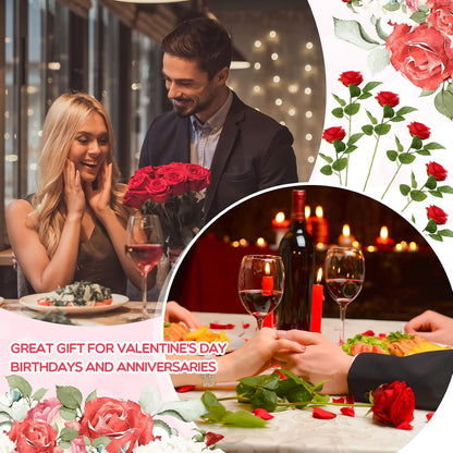 100 Pieces Artificial Roses Flowers Bulk, Long Stem Realistic Fake Silk Roses Bouquet for Table Centerpiece Vases Wedding Party Kitchen Decor(White)