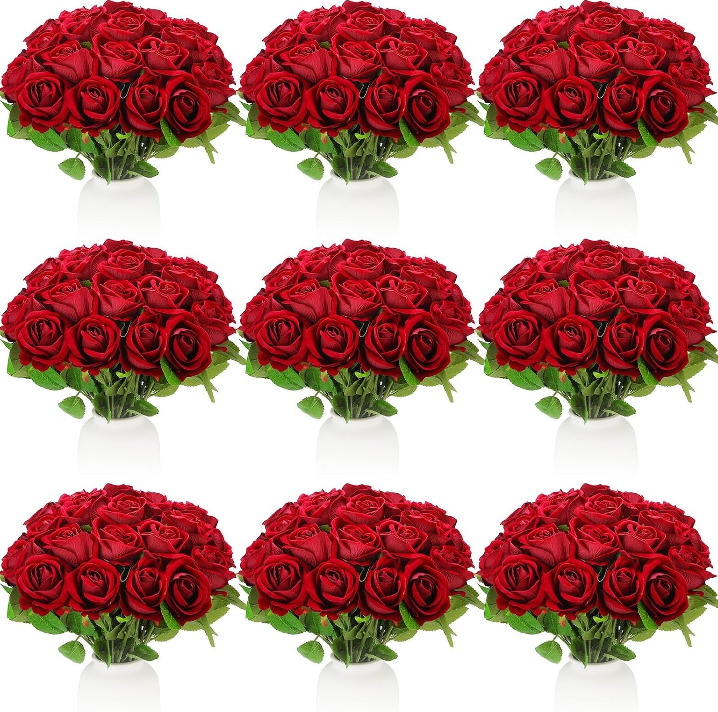 100 Pieces Artificial Roses Flowers Bulk, Long Stem Realistic Fake Silk Roses Bouquet for Table Centerpiece Vases Wedding Party Kitchen Decor(White)