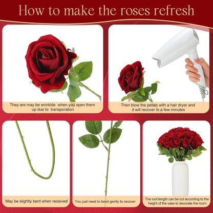 100 Pieces Artificial Roses Flowers Bulk, Long Stem Realistic Fake Silk Roses Bouquet for Table Centerpiece Vases Wedding Party Kitchen Decor(White)