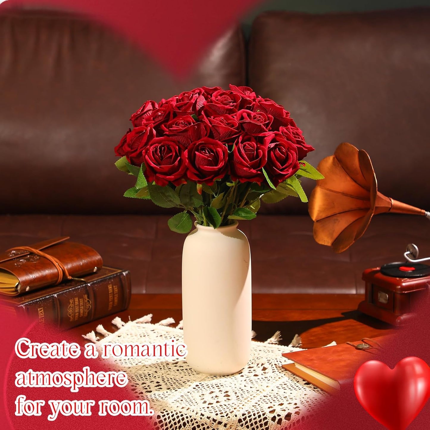 100 Pieces Artificial Roses Flowers Bulk, Long Stem Realistic Fake Silk Roses Bouquet for Table Centerpiece Vases Wedding Party Kitchen Decor(White)
