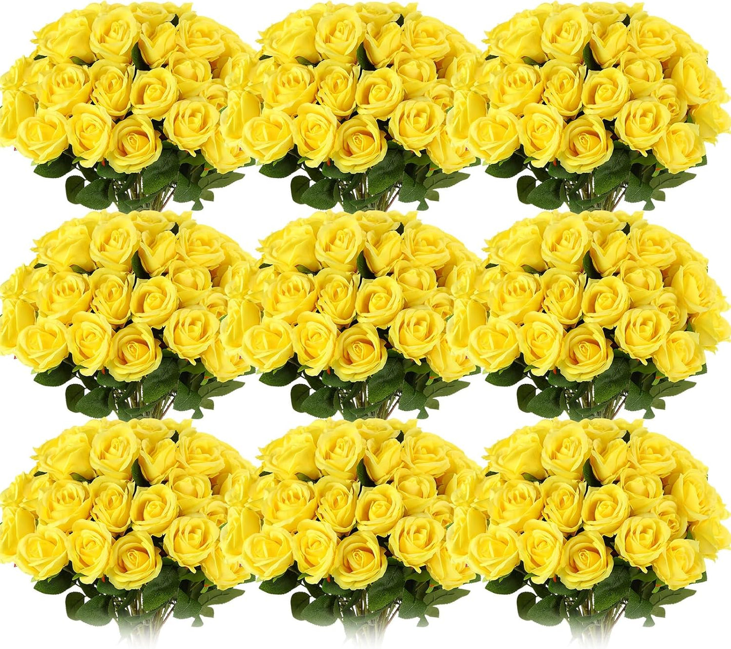 100 Pieces Artificial Roses Flowers Bulk, Long Stem Realistic Fake Silk Roses Bouquet for Table Centerpiece Vases Wedding Party Kitchen Decor(White)