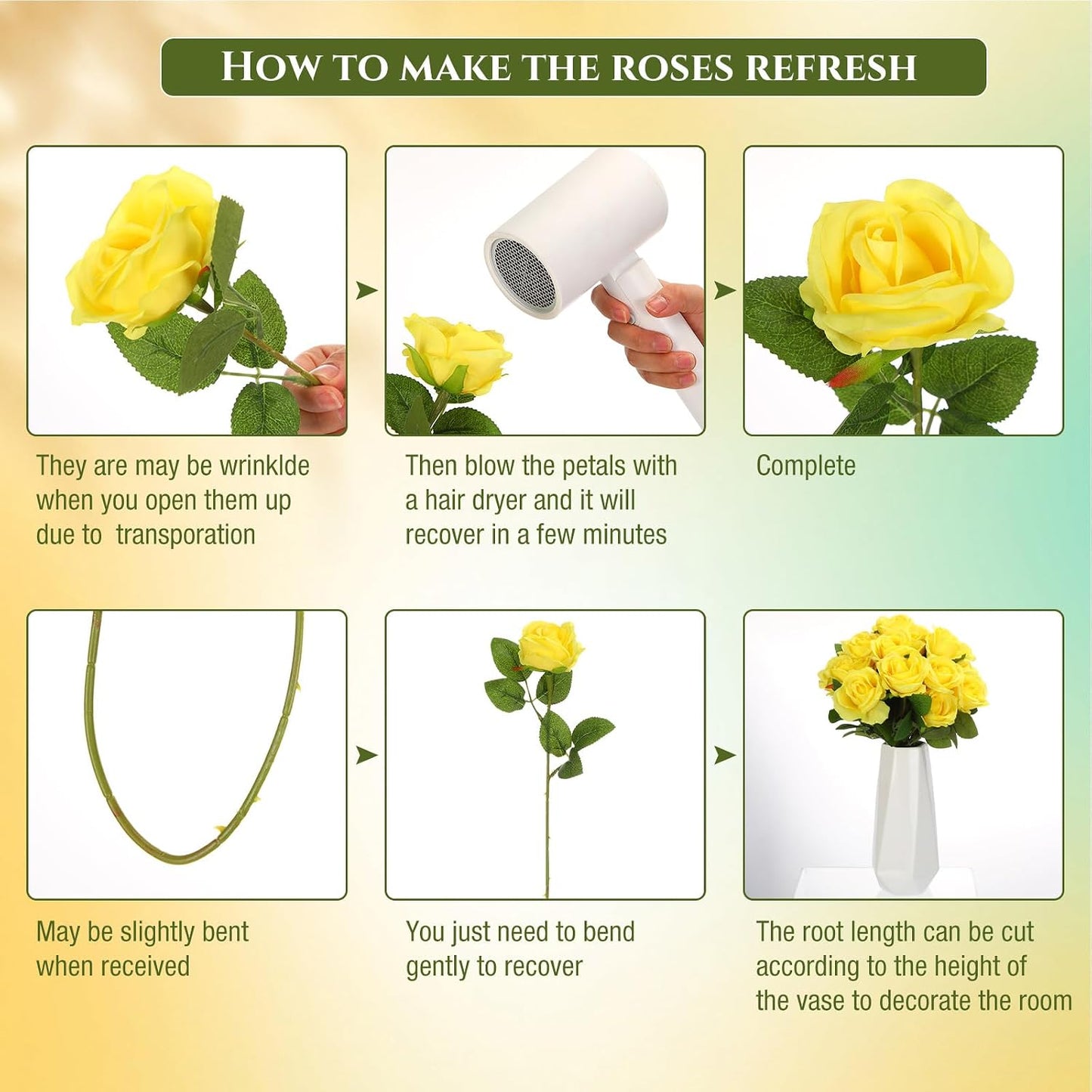100 Pieces Artificial Roses Flowers Bulk, Long Stem Realistic Fake Silk Roses Bouquet for Table Centerpiece Vases Wedding Party Kitchen Decor(White)