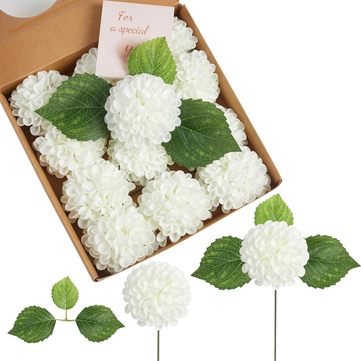 12PCS Cream White Artificial Dahlia Flowers Real Looking
