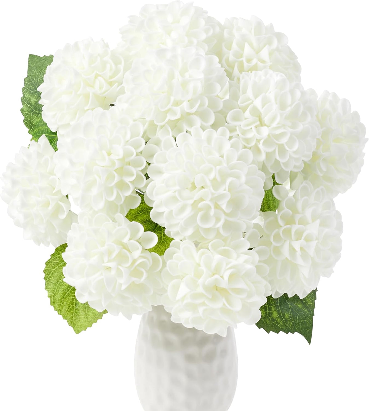12PCS Cream White Artificial Dahlia Flowers Real Looking