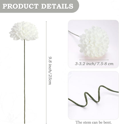 12PCS Cream White Artificial Dahlia Flowers Real Looking