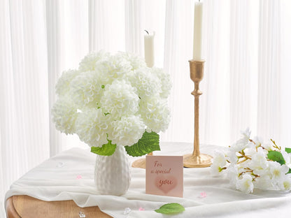 12PCS Cream White Artificial Dahlia Flowers Real Looking