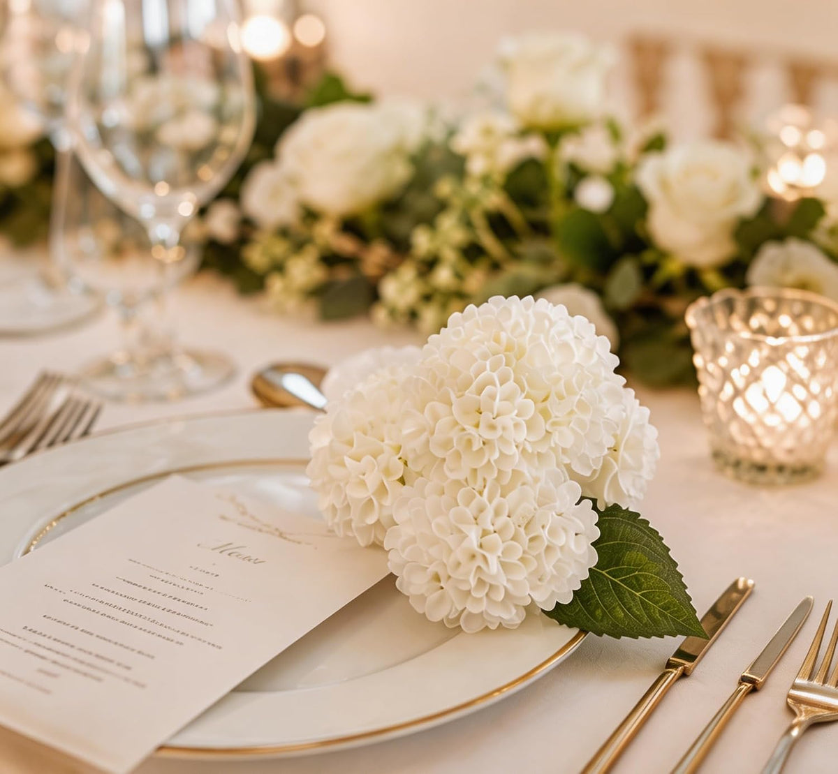 12PCS Cream White Artificial Dahlia Flowers Real Looking