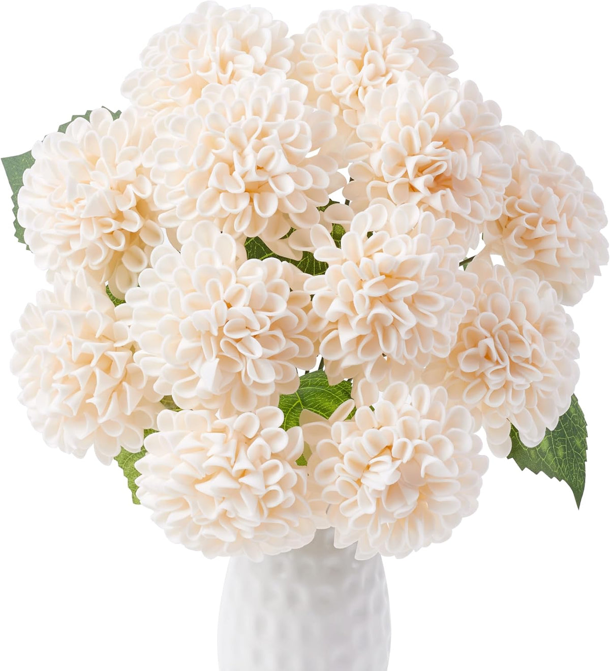 12PCS Cream White Artificial Dahlia Flowers Real Looking