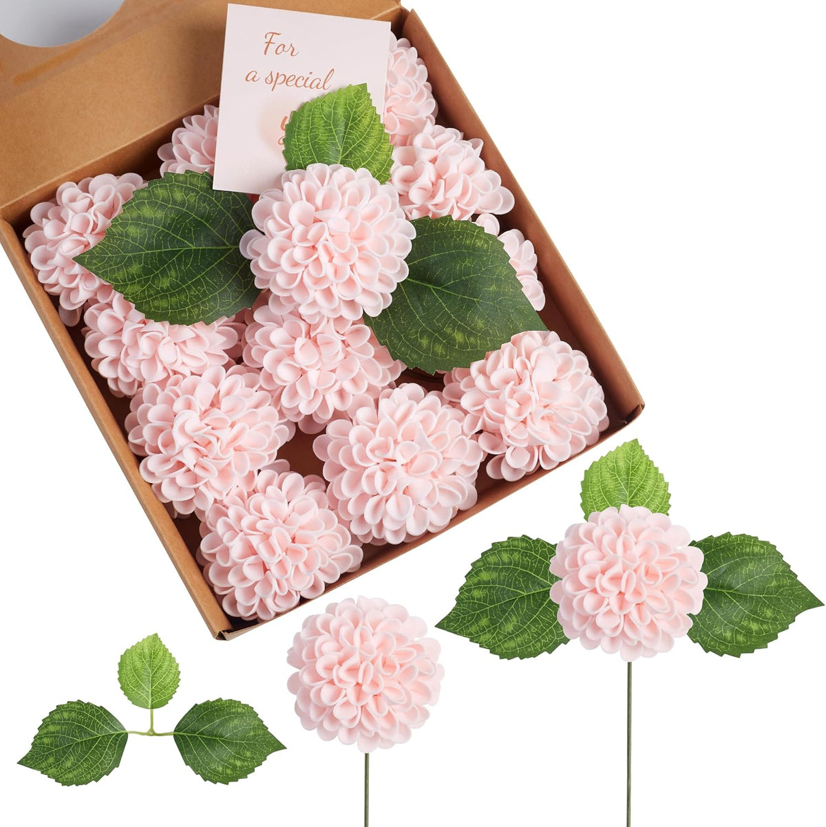 12PCS Cream White Artificial Dahlia Flowers Real Looking