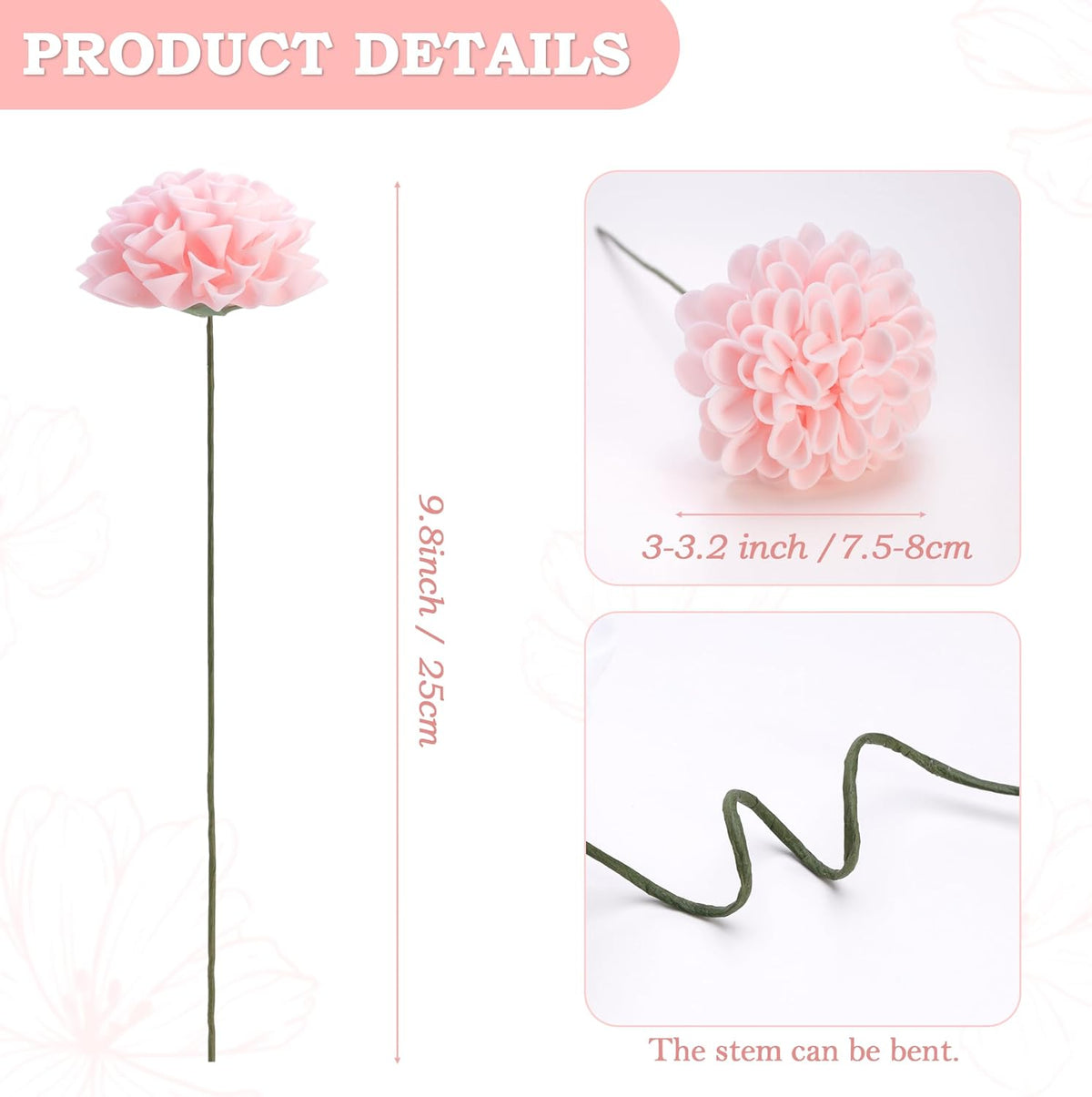 12PCS Cream White Artificial Dahlia Flowers Real Looking