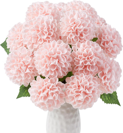 12PCS Cream White Artificial Dahlia Flowers Real Looking