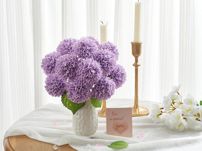 12PCS Cream White Artificial Dahlia Flowers Real Looking