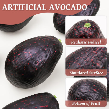 6pcs Lifelike Artificial Avocado Kitchen Decoration Fake Faux Fruit Home Cabinet House Ornament Photography Props Model Weddings Party Thanksgiving Festival Decor