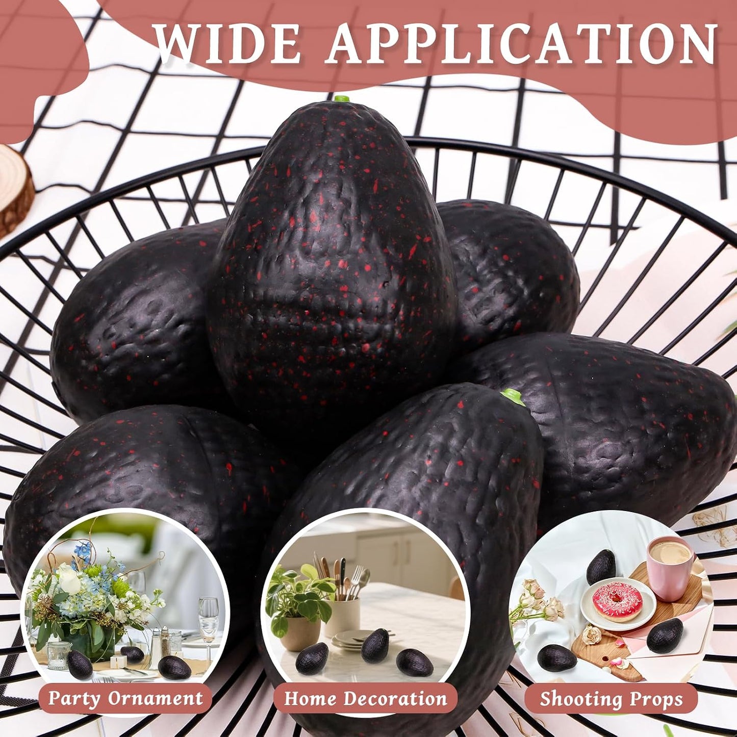 6pcs Lifelike Artificial Avocado Kitchen Decoration Fake Faux Fruit Home Cabinet House Ornament Photography Props Model Weddings Party Thanksgiving Festival Decor