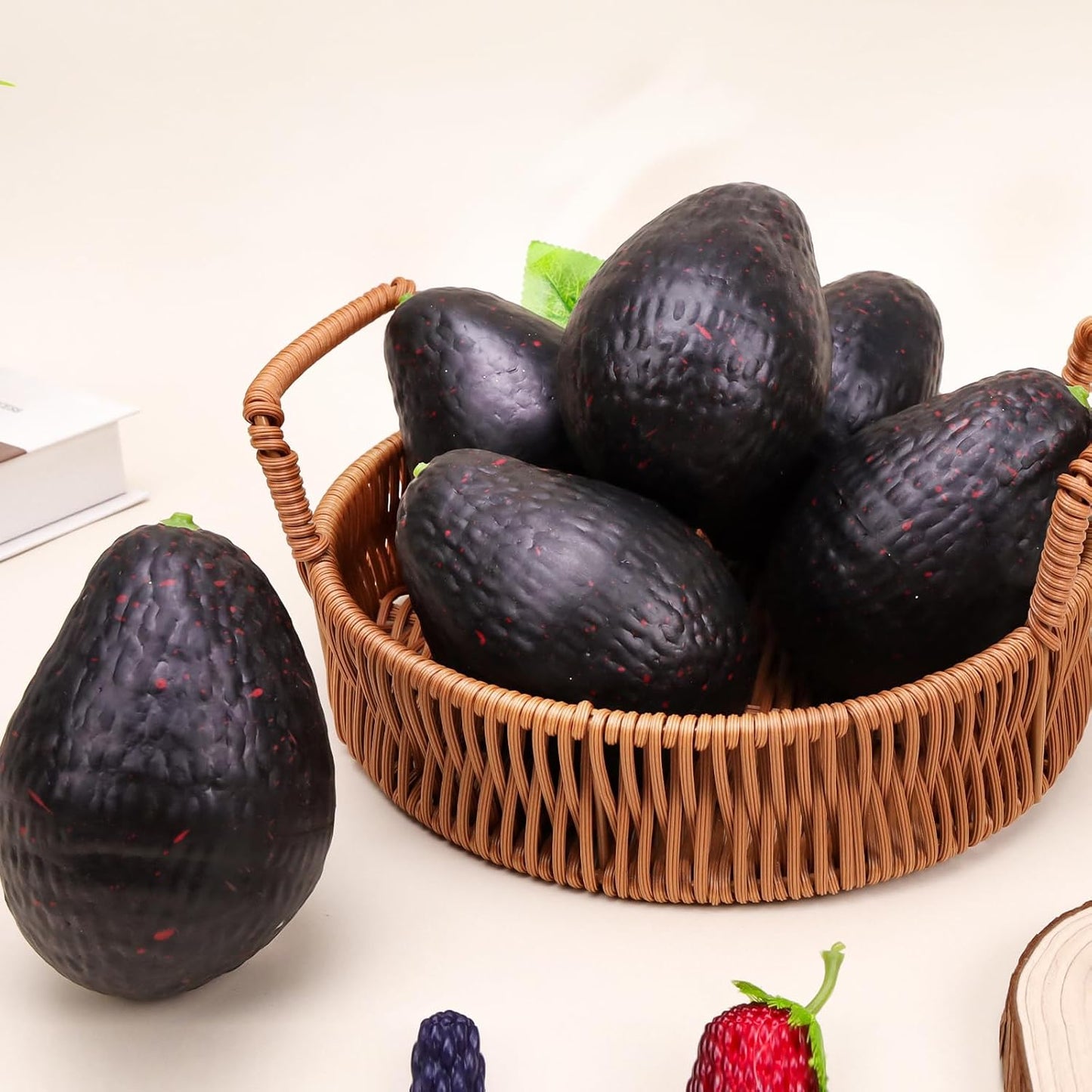 6pcs Lifelike Artificial Avocado Kitchen Decoration Fake Faux Fruit Home Cabinet House Ornament Photography Props Model Weddings Party Thanksgiving Festival Decor