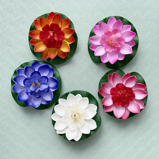 5pcs Artificial Floating Foam Lotus Flowers, Lily Pads for Lake, Pond Plants Ornaments for Pool Aquarium Water Decoration, Colorful