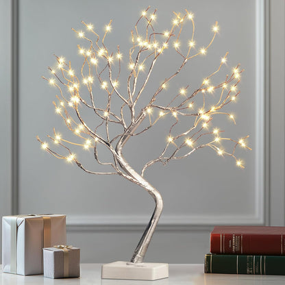 Lighted Birch Tree Christmas Decorations for Home, White Birch Tree with Lights, 24 LED Lighted Mini Money Tree Twig Tree Battery Operated with Timer, Indoor Table Centerpiece Decor (2FT)