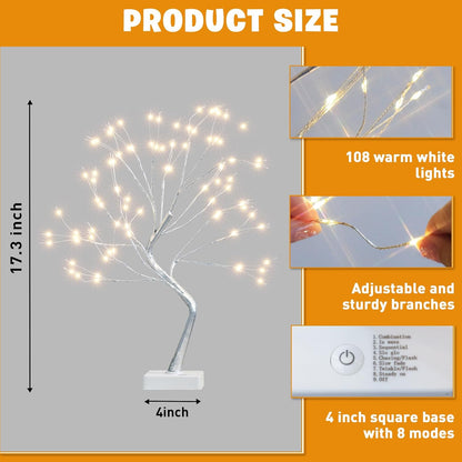 Lighted Birch Tree Christmas Decorations for Home, White Birch Tree with Lights, 24 LED Lighted Mini Money Tree Twig Tree Battery Operated with Timer, Indoor Table Centerpiece Decor (2FT)