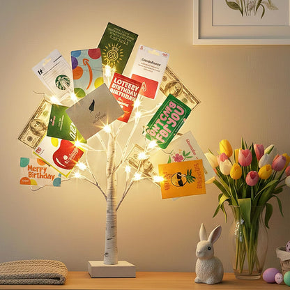 Lighted Birch Tree Christmas Decorations for Home, White Birch Tree with Lights, 24 LED Lighted Mini Money Tree Twig Tree Battery Operated with Timer, Indoor Table Centerpiece Decor (2FT)