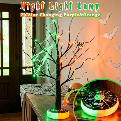 Lighted Birch Tree Christmas Decorations for Home, White Birch Tree with Lights, 24 LED Lighted Mini Money Tree Twig Tree Battery Operated with Timer, Indoor Table Centerpiece Decor (2FT)