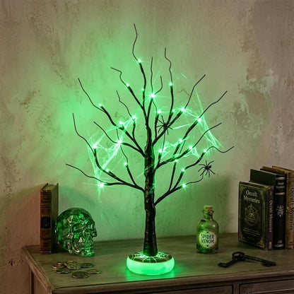 Lighted Birch Tree Christmas Decorations for Home, White Birch Tree with Lights, 24 LED Lighted Mini Money Tree Twig Tree Battery Operated with Timer, Indoor Table Centerpiece Decor (2FT)