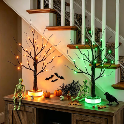 Lighted Birch Tree Christmas Decorations for Home, White Birch Tree with Lights, 24 LED Lighted Mini Money Tree Twig Tree Battery Operated with Timer, Indoor Table Centerpiece Decor (2FT)