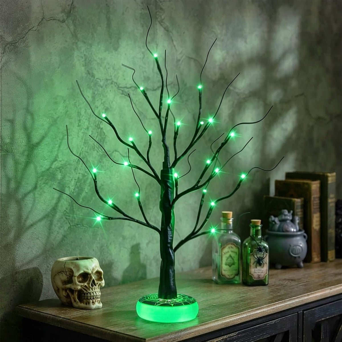 Lighted Birch Tree Christmas Decorations for Home, White Birch Tree with Lights, 24 LED Lighted Mini Money Tree Twig Tree Battery Operated with Timer, Indoor Table Centerpiece Decor (2FT)