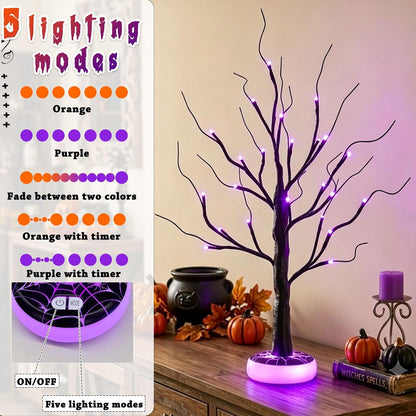 Lighted Birch Tree Christmas Decorations for Home, White Birch Tree with Lights, 24 LED Lighted Mini Money Tree Twig Tree Battery Operated with Timer, Indoor Table Centerpiece Decor (2FT)