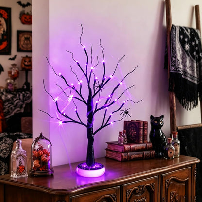 Lighted Birch Tree Christmas Decorations for Home, White Birch Tree with Lights, 24 LED Lighted Mini Money Tree Twig Tree Battery Operated with Timer, Indoor Table Centerpiece Decor (2FT)
