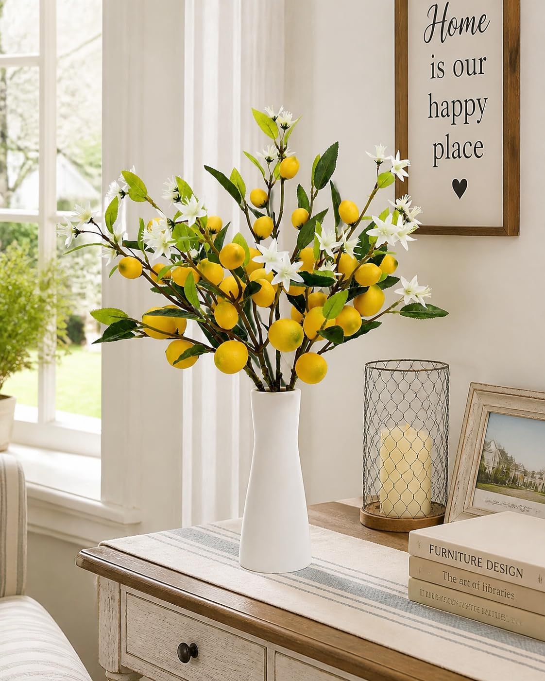 5PCS Artificial Lemon Branches with Leaves & Fruit, 24"
