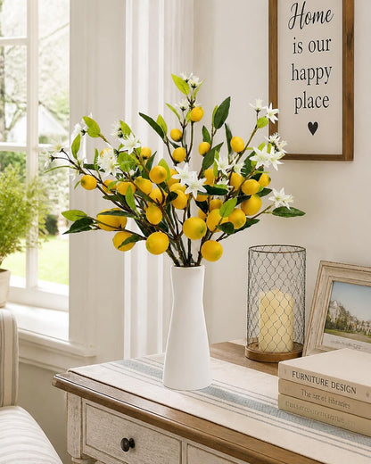 5PCS Artificial Lemon Branches with Leaves & Fruit, 24"