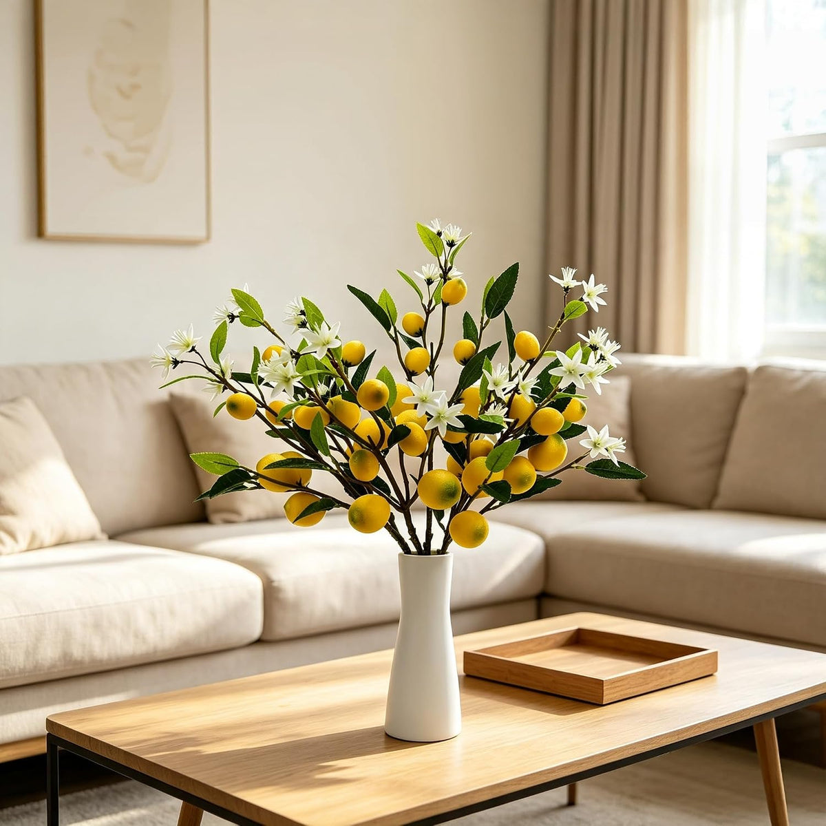 5PCS Artificial Lemon Branches with Leaves & Fruit, 24"