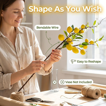 5PCS Artificial Lemon Branches with Leaves & Fruit, 24"