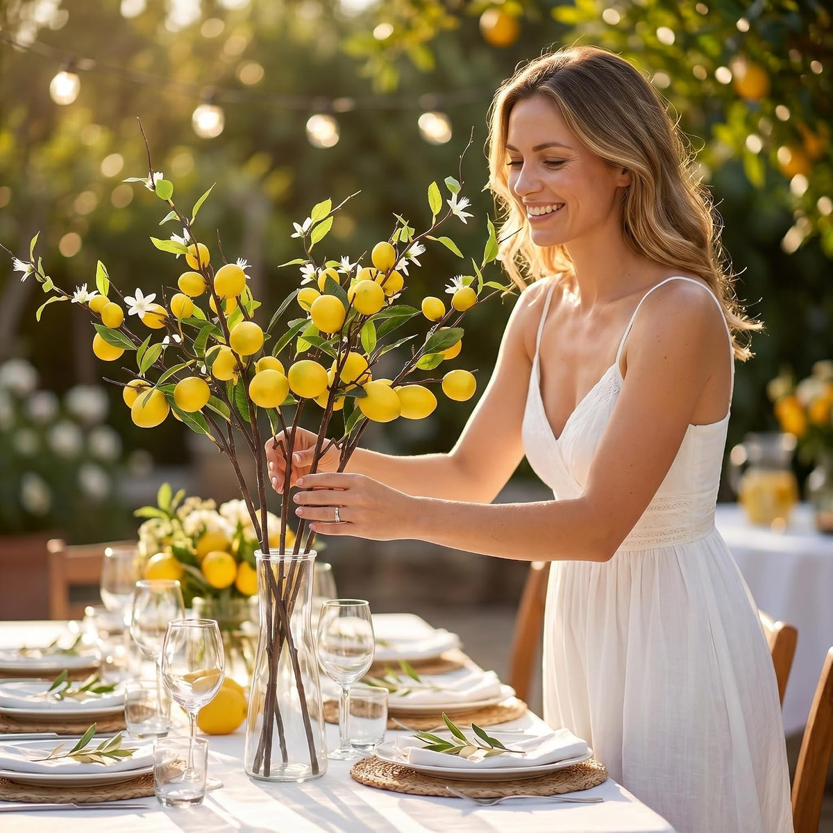 5PCS Artificial Lemon Branches with Leaves & Fruit, 24"