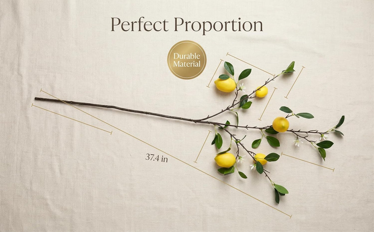 5PCS Artificial Lemon Branches with Leaves & Fruit, 24"