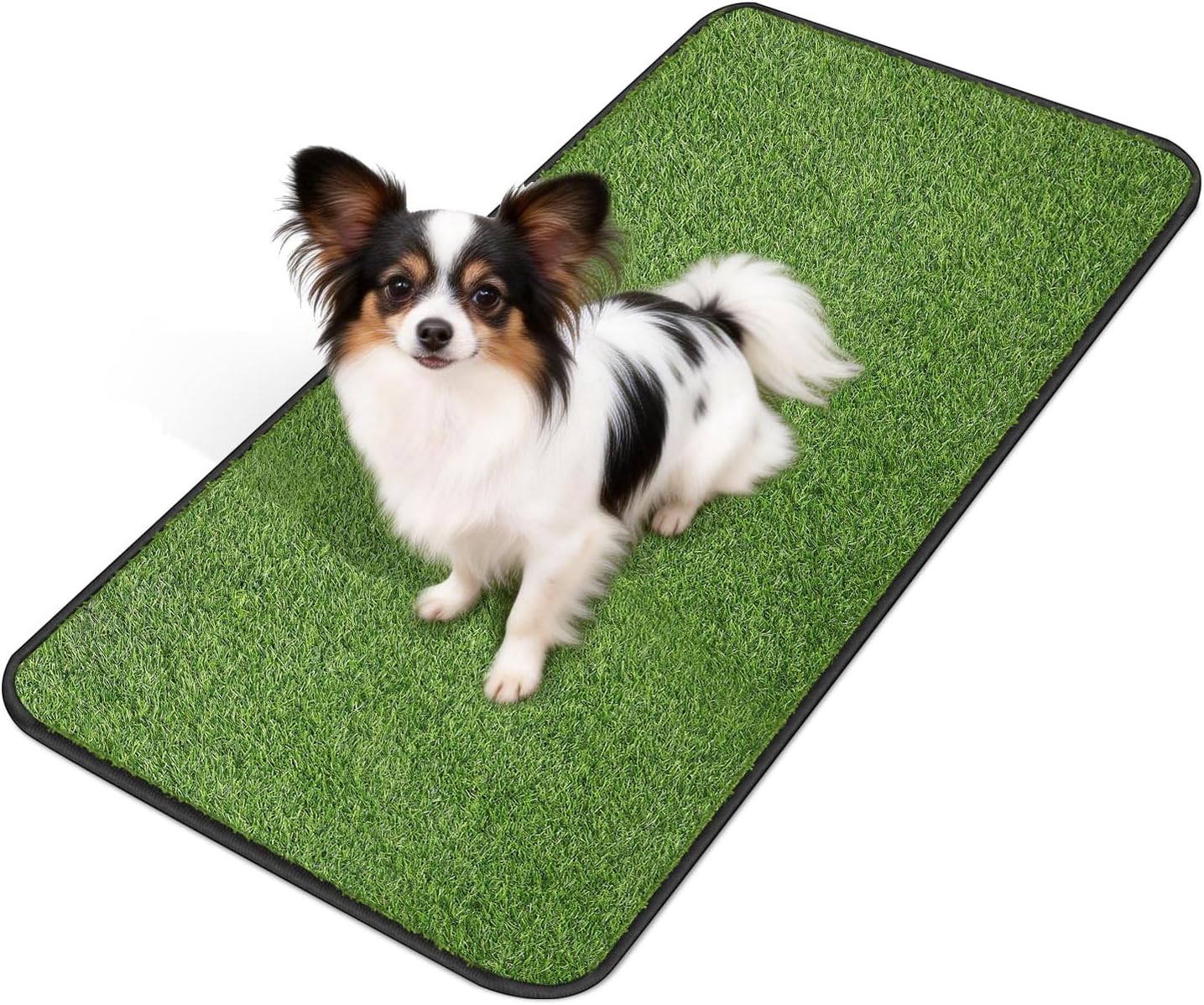 Artificial Grass for Dogs Potty, Reusable Pet Training Mat for Home and Travel, Washable Hemmed Edge Grass Pee Pad with Drainage Holes, Easy to Clean (19.8"x39.6")