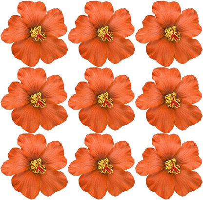 20PCS Red Hawaiian Faux Flowers Hibiscus Flowers Hawaii Party Summer Party DIY Foam Hibiscus Flower for Tabletop Decoration Favors Supplies (No Clip)