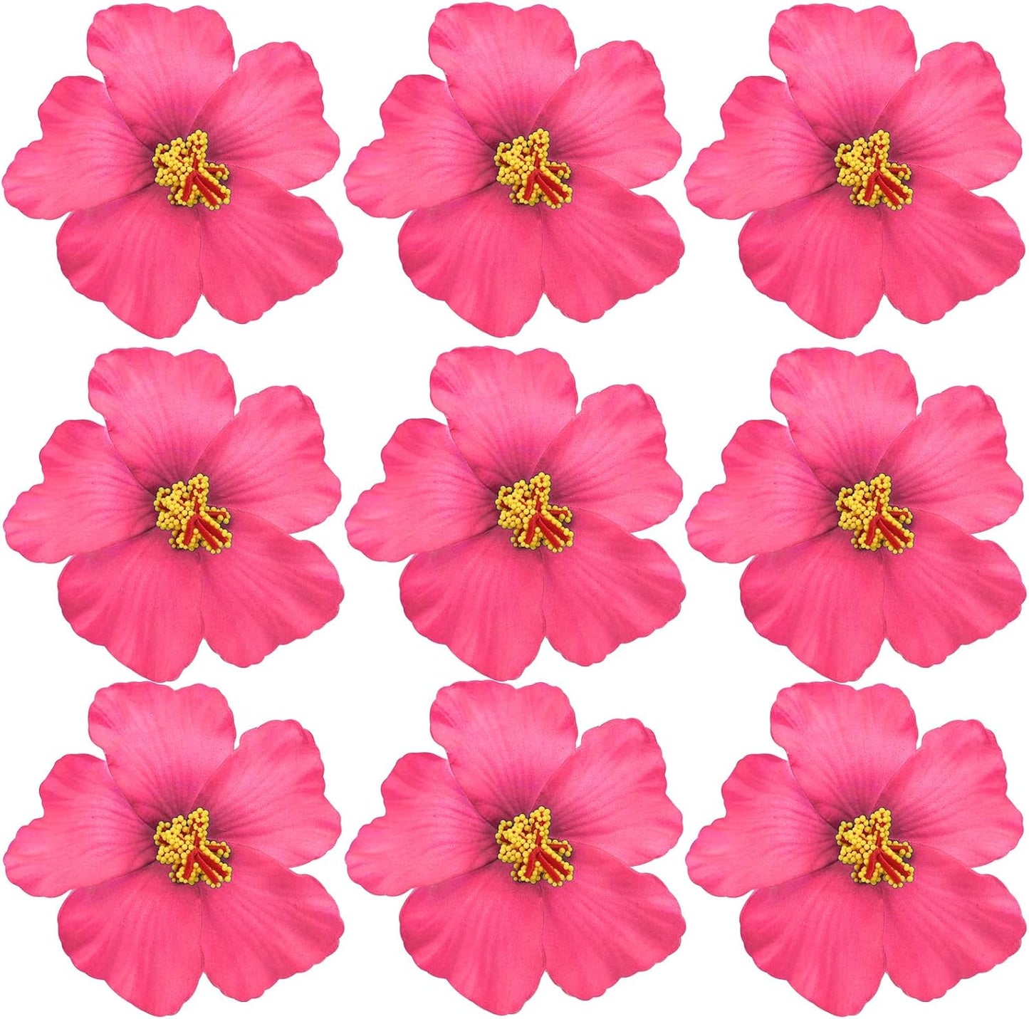 20PCS Red Hawaiian Faux Flowers Hibiscus Flowers Hawaii Party Summer Party DIY Foam Hibiscus Flower for Tabletop Decoration Favors Supplies (No Clip)