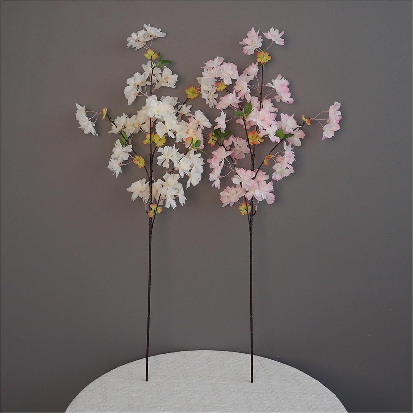 2Pcs 35.8In Artificial Peach Blossom Branches,4Fork Silk Cherry Plum Flower | For Living Room Vase Tree Landscape Holiday Decor(Nature)
