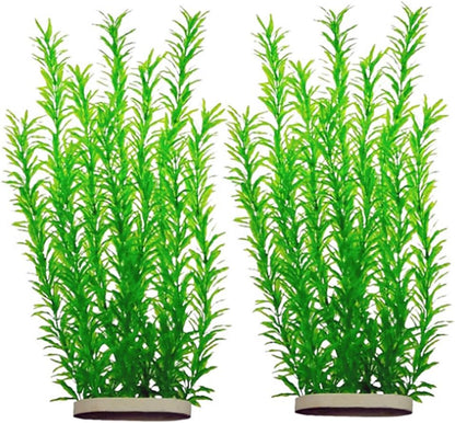 2 pcs Aquarium Decor Plastic Plants Extra Large 21 Inches Artificial Fish Tank Plants Tall Fish Tank Decorations Artificial Green Water Plants (Green)