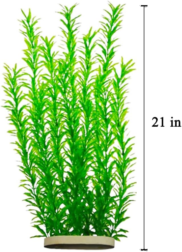 2 pcs Aquarium Decor Plastic Plants Extra Large 21 Inches Artificial Fish Tank Plants Tall Fish Tank Decorations Artificial Green Water Plants (Green)