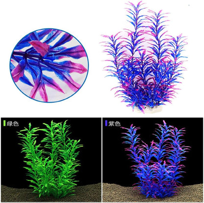 2 pcs Aquarium Decor Plastic Plants Extra Large 21 Inches Artificial Fish Tank Plants Tall Fish Tank Decorations Artificial Green Water Plants (Green)