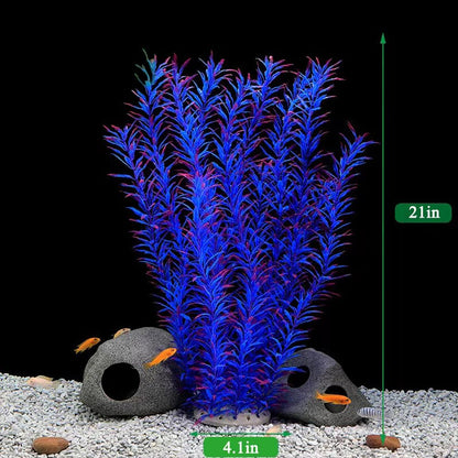 2 pcs Aquarium Decor Plastic Plants Extra Large 21 Inches Artificial Fish Tank Plants Tall Fish Tank Decorations Artificial Green Water Plants (Green)