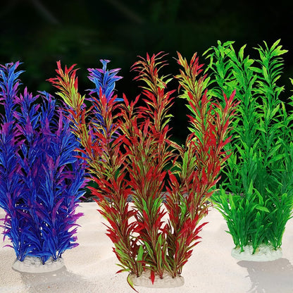 2 pcs Aquarium Decor Plastic Plants Extra Large 21 Inches Artificial Fish Tank Plants Tall Fish Tank Decorations Artificial Green Water Plants (Green)