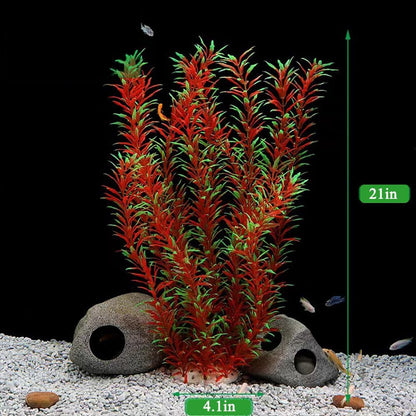 2 pcs Aquarium Decor Plastic Plants Extra Large 21 Inches Artificial Fish Tank Plants Tall Fish Tank Decorations Artificial Green Water Plants (Green)
