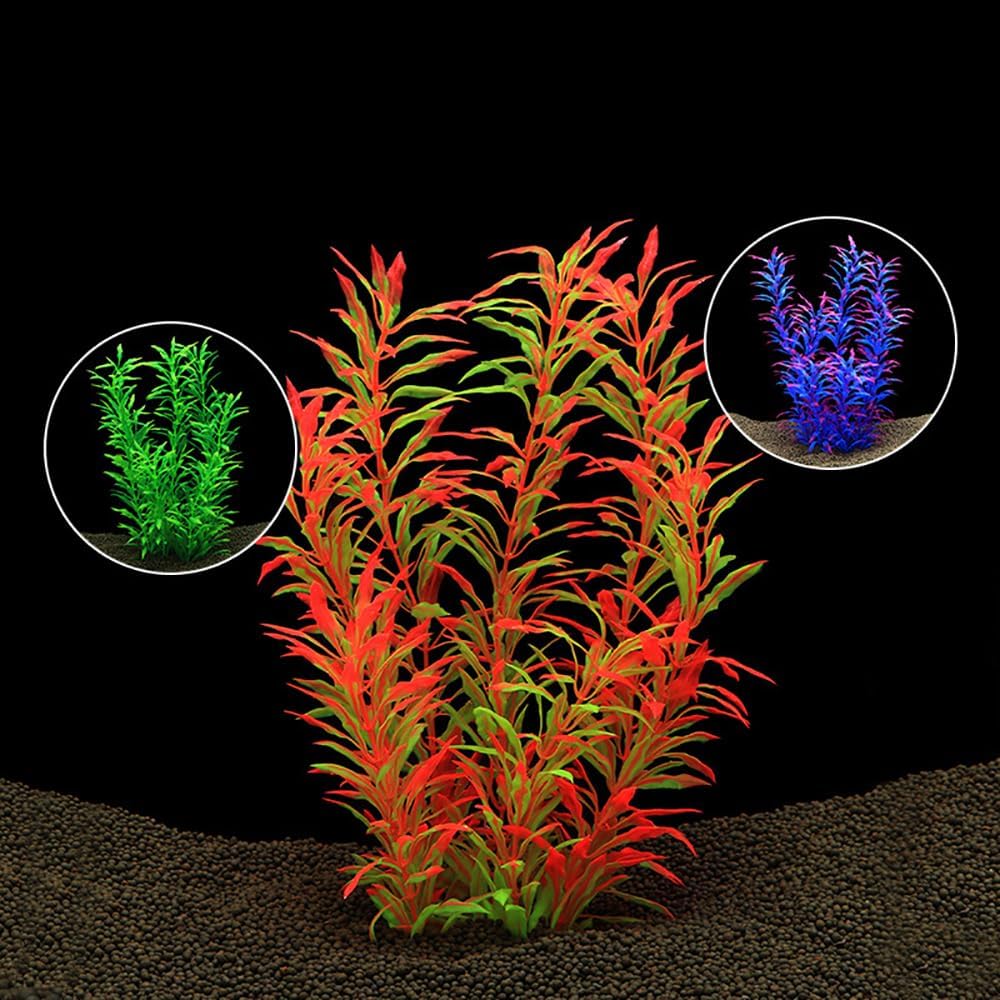 2 pcs Aquarium Decor Plastic Plants Extra Large 21 Inches Artificial Fish Tank Plants Tall Fish Tank Decorations Artificial Green Water Plants (Green)