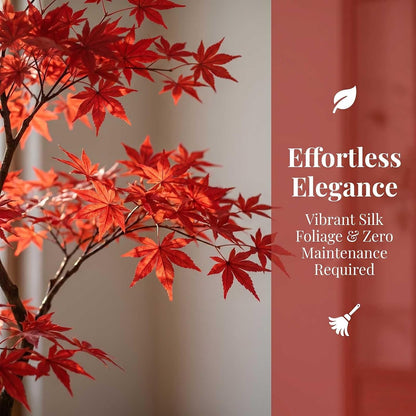Large Faux Red Maple Tree, Japanese Landscape Style Artificial Floor Tree