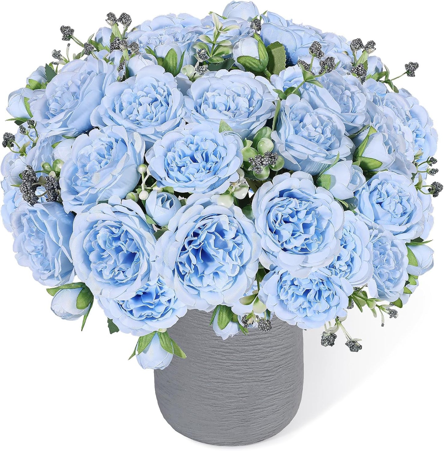 4 Bundles Artificial Peonies Silk Flowers, White Faux Peony Bouquet Florals Arrangements Decor for Farmhouse Home Boho Wedding Table Centerpiece, Fake Plastic Flowers Bulk Vase Decoration (White)