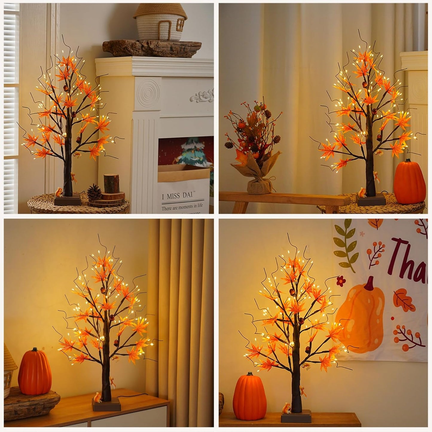 144 LED Artificial Lamp with Timer, DIY Birch Tree with Lights, USB/Battery Powered, Fairy Light Spirit Tree for Table Home Wedding Bedroom Christmas (Warm White)
