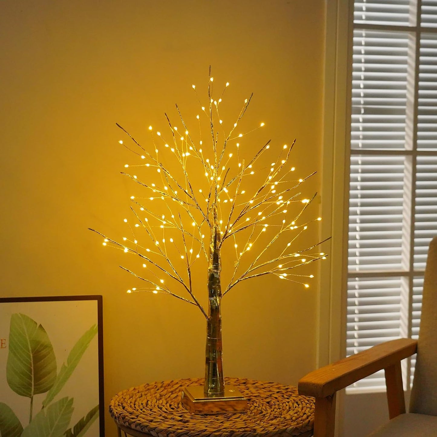 144 LED Artificial Lamp with Timer, DIY Birch Tree with Lights, USB/Battery Powered, Fairy Light Spirit Tree for Table Home Wedding Bedroom Christmas (Warm White)